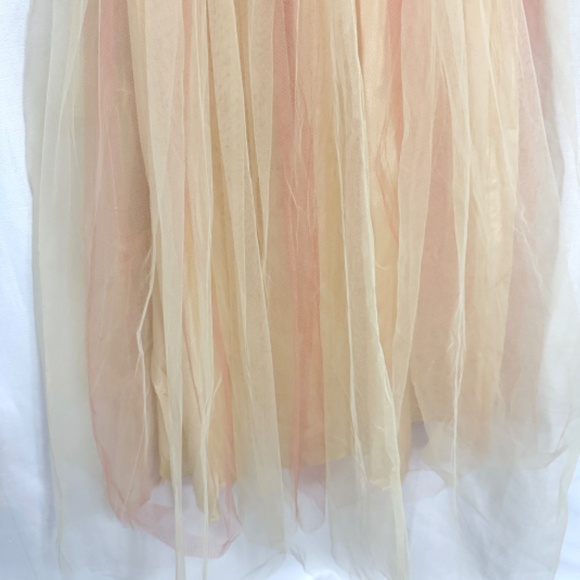 Vintage 1950s Sylvia Ann Bridal Fit & Flare Pale Yellow and Peach Tulle Dress - Picture 4 of 11
